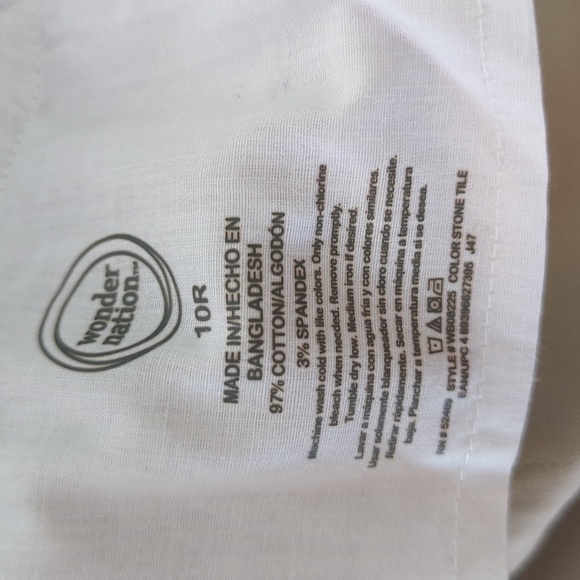 Wonder Nation Straight Leg Light Khaki Chino Pants Adjustable Waist Boys Size 10 - Picture 3 of 3